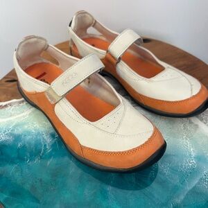 ECCO Biom Mary Jane loafers in orange and cream leather